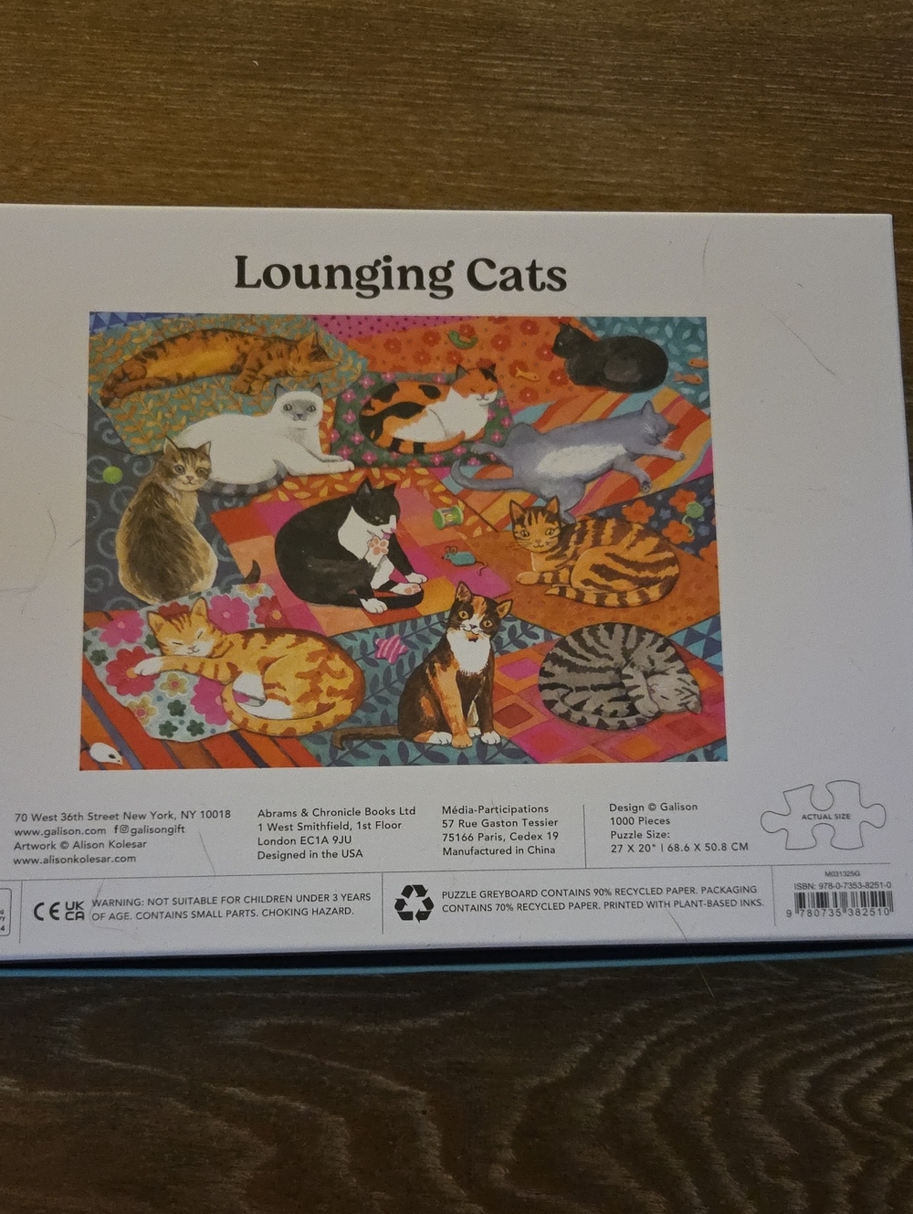 Like New Galison "Lounging Cats" 1000 Piece Puzzle - Picture 4 of 4